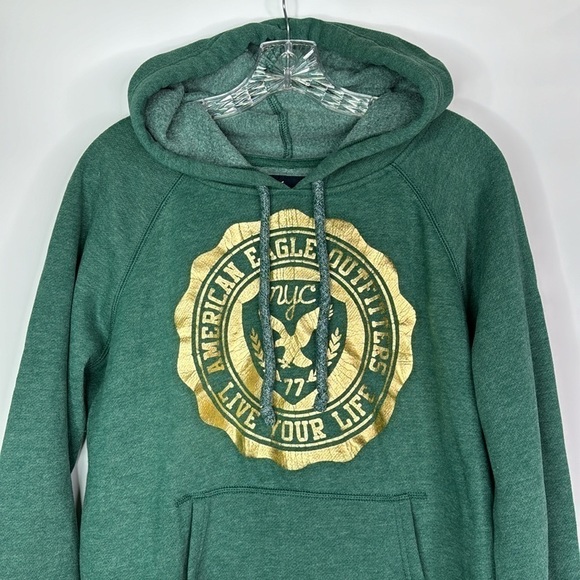 American Eagle Green Hooded Sweatshirt Size Large - Picture 2 of 10